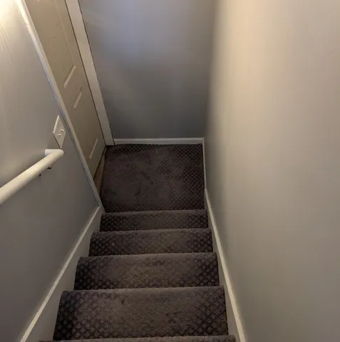 a view of a room with racks on the wall