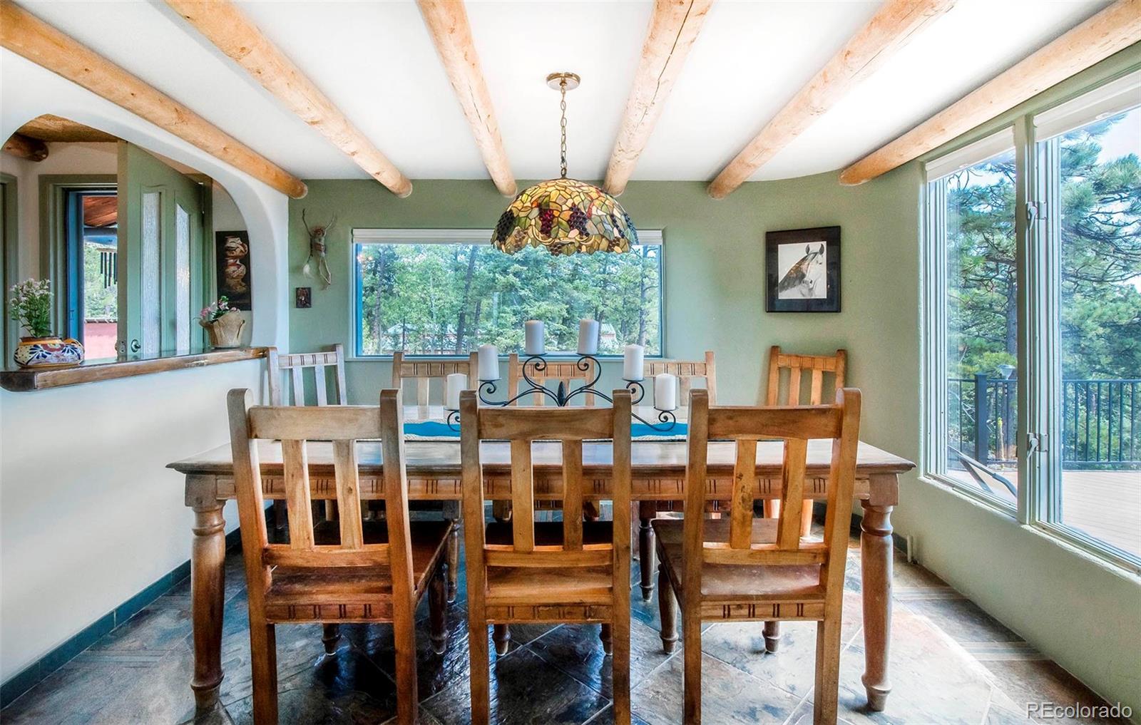 8838 South Hillview Road Morrison, CO 80465 - Photo 25 of 47 a view of a dining room with furniture window and outside view