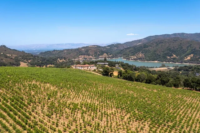 a view of a city with mountains in the background
