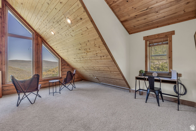 2348 North Miles Holw Road, Unit 26 Kamas, UT 84036 - Photo 10 of 31 Sitting room featuring a vaulted wooden ceiling and light carpet
