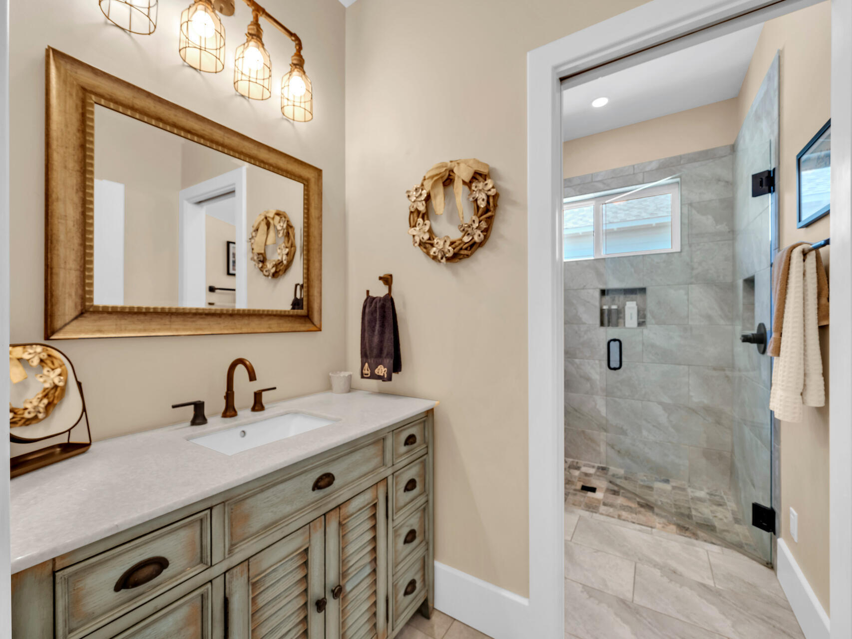 160 Rearden Way Santa Rosa Beach, FL 32459 - Photo 20 of 84 a bathroom with a sink mirror and vanity