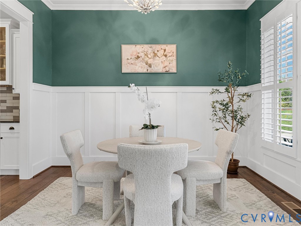 16107 Binley Road Midlothian, VA 23112 - Photo 10 of 75 The Dining Room area includes upgraded Wainscoting