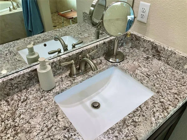 a bathroom with a bathtub