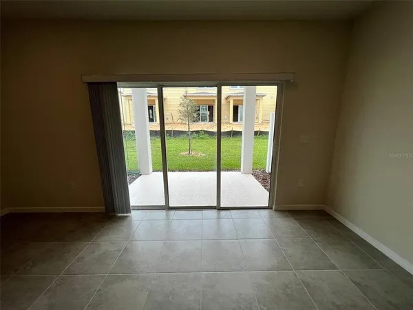 a view of an empty room with a floor to ceiling window