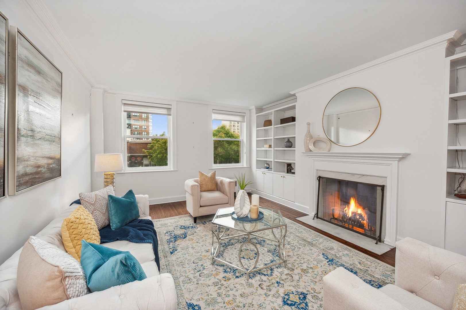3100 North Sheridan Road, Unit 4B Chicago, IL 60657 - Photo 6 of 19 a living room with furniture and a fireplace