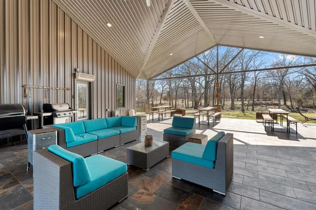 a outdoor living space with furniture