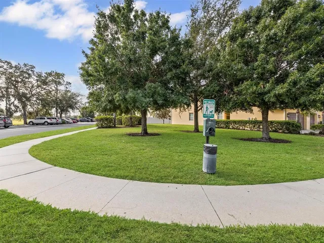 a view of a golf course with a garden