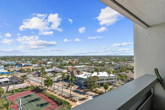 a view of a city from a balcony