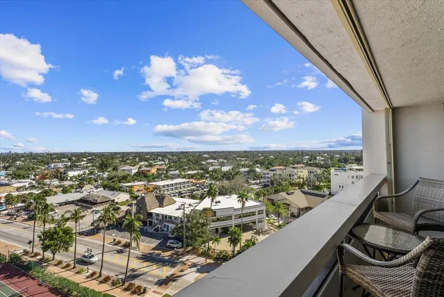 a view of city from a balcony