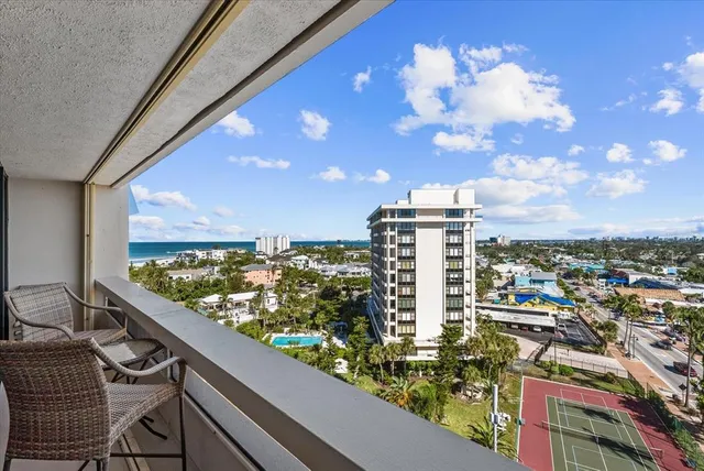 a view of a city from a balcony
