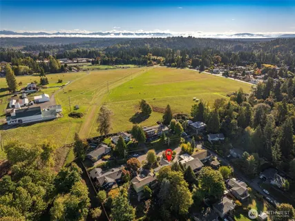 a view of a of an ocean yard and mountain view