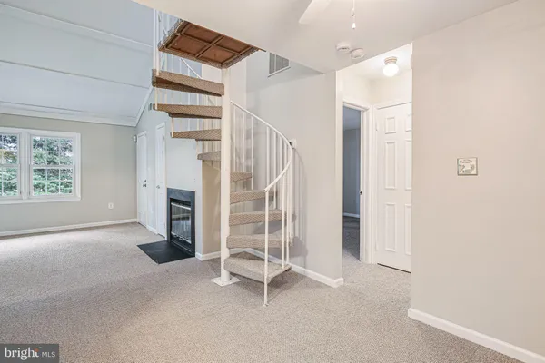 an empty room with windows