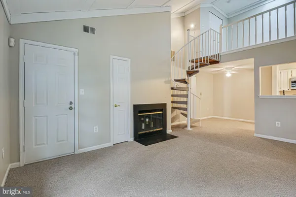 a view of a livingroom with a fireplace