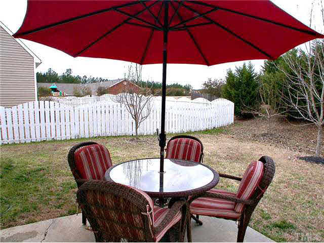 21 Kissimee Court Durham, NC 27713 - Photo 23 of 25 a view of a chairs and table in the backyard