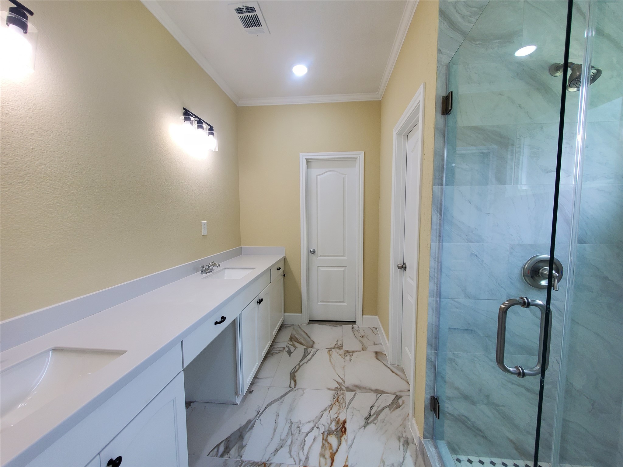 1306 North 9th Street Conroe, TX 77301 - Photo 11 of 47 Unit A Primary Bathroom with Double Sinks and Walk in Shower