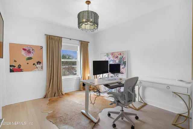 a view of a workspace with furniture