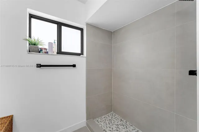 a bathroom with a window