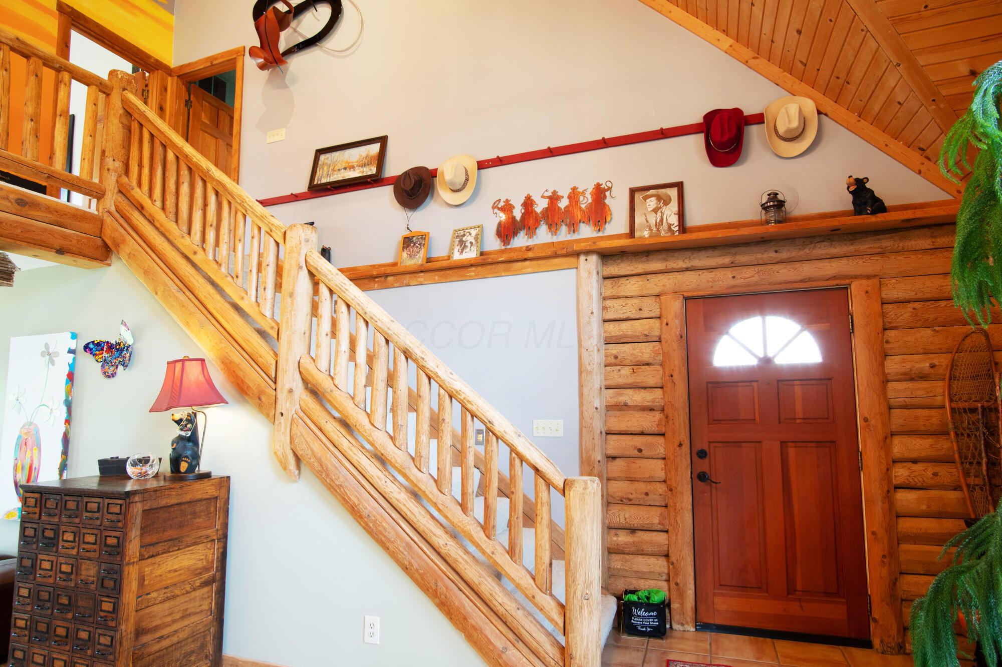 6011 Houseman Road Ostrander, OH 43061 - Photo 48 of 84 Log stairway to the upper bedrooms
