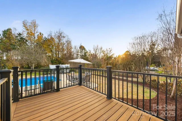 a view of a wooden roof deck