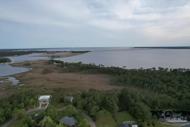 a view of a lake from a yard