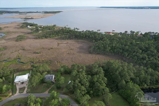 a view of a lake with a city view