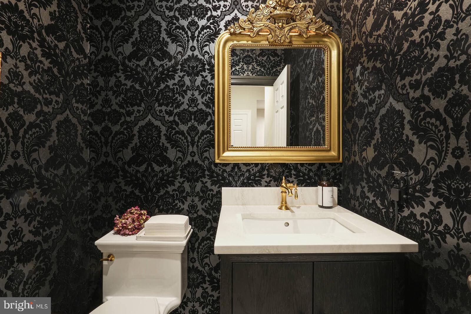 3332 Dent Place Northwest Washington, DC 20007 - Photo 12 of 46 Elegant black and gold bathroom retreat.