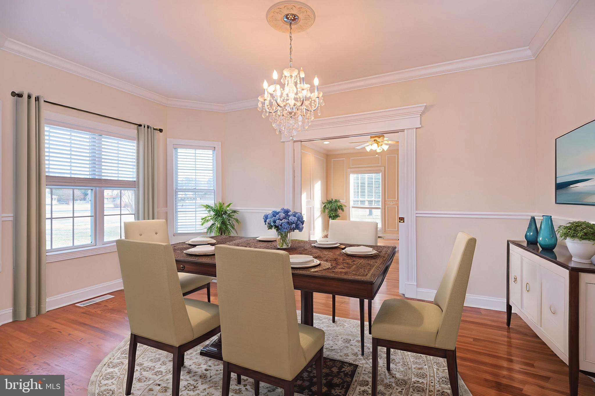 12004 Turtle Mill Road Bishopville, MD 21813 - Photo 34 of 69 a view of a dining room with furniture window and wooden floor