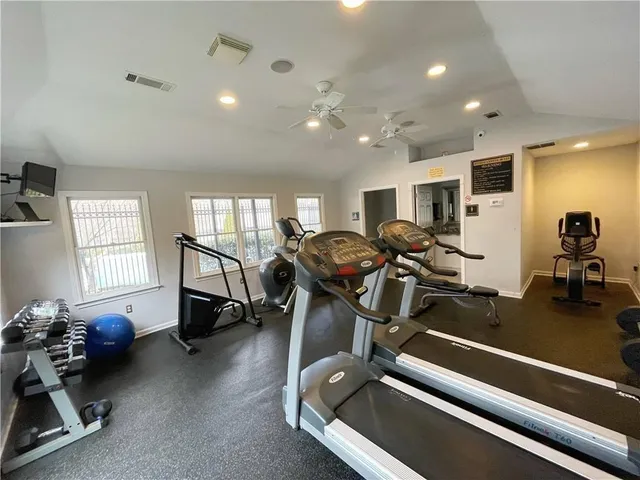 a view of a room with gym equipment