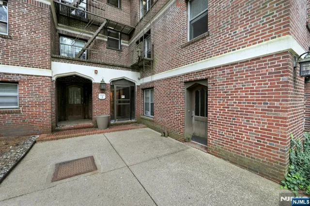 a front view of a building with glass door