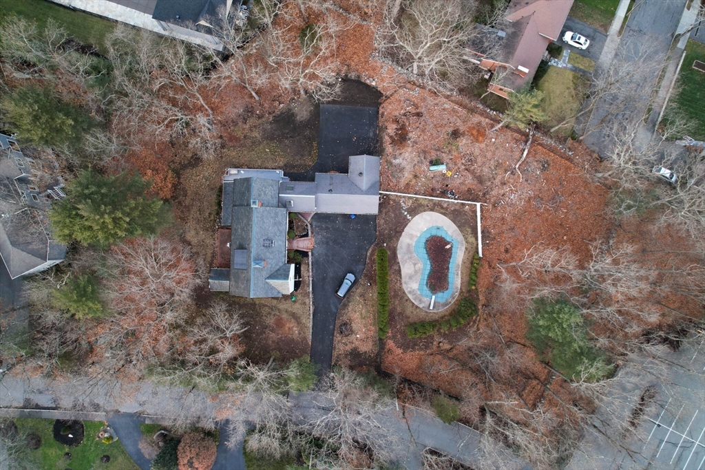 40 Puddingstone Lane Newton, MA 02459 - Photo 31 of 32 an aerial view of a house with large garden and a tree