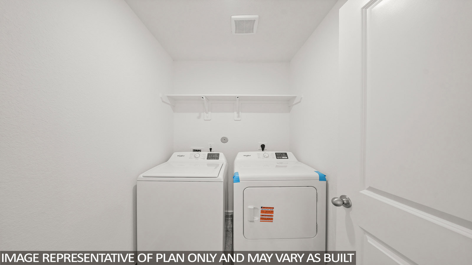 116 Baby Calf Roping Road Jarrell, TX 76537 - Photo 22 of 23 A dedicated utility space with white walls and a functional shelf above laundry appliances.