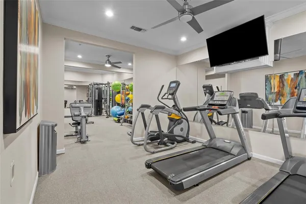 a view of a room with gym equipment