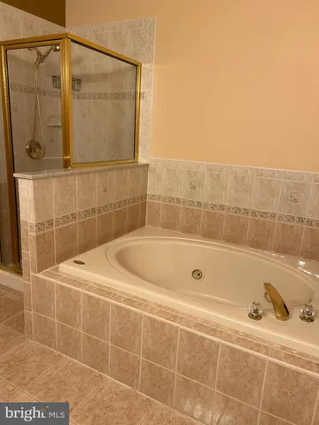 a bathroom with a bathtub