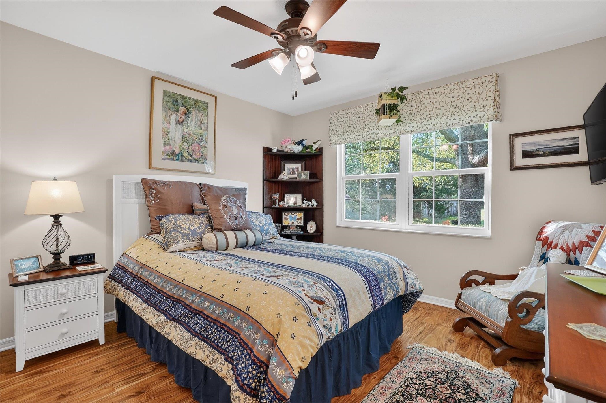 229 Yale Road St. Augustine, FL 32086 - Photo 22 of 47 Bedroom with wood finished floors and a ceiling fan