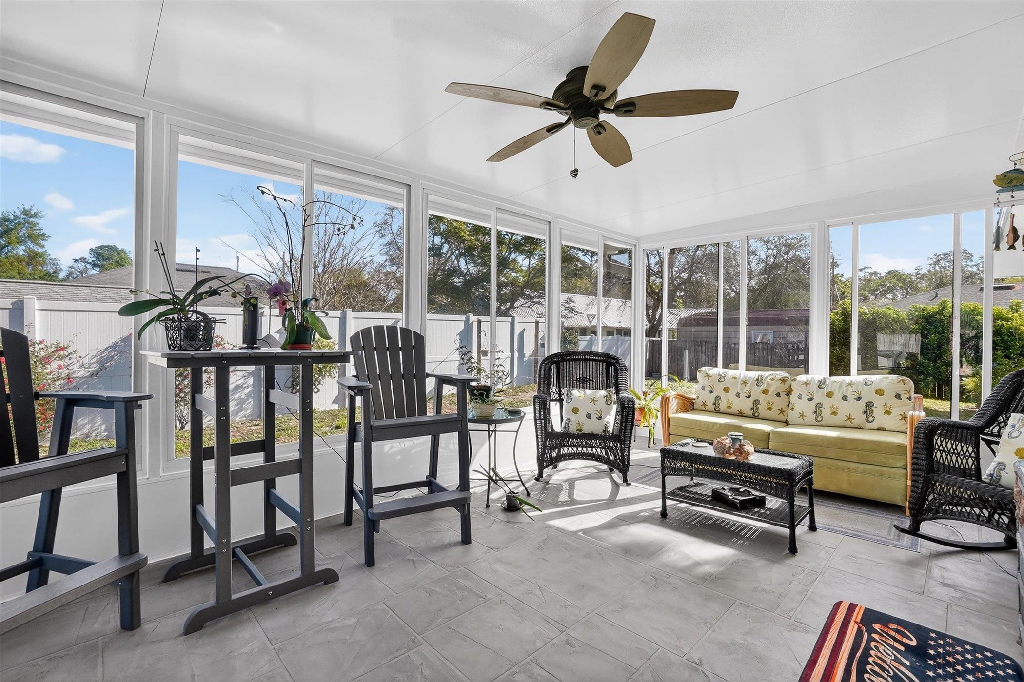 229 Yale Road St. Augustine, FL 32086 - Photo 36 of 47 Sunroom / solarium featuring outdoor furniture and a ceiling fan