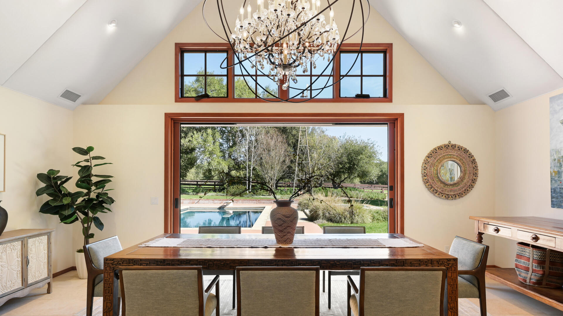 1642 Alamo Pintado Road Solvang, CA 93463 - Photo 15 of 85 a view of a dining room with furniture window and outside view