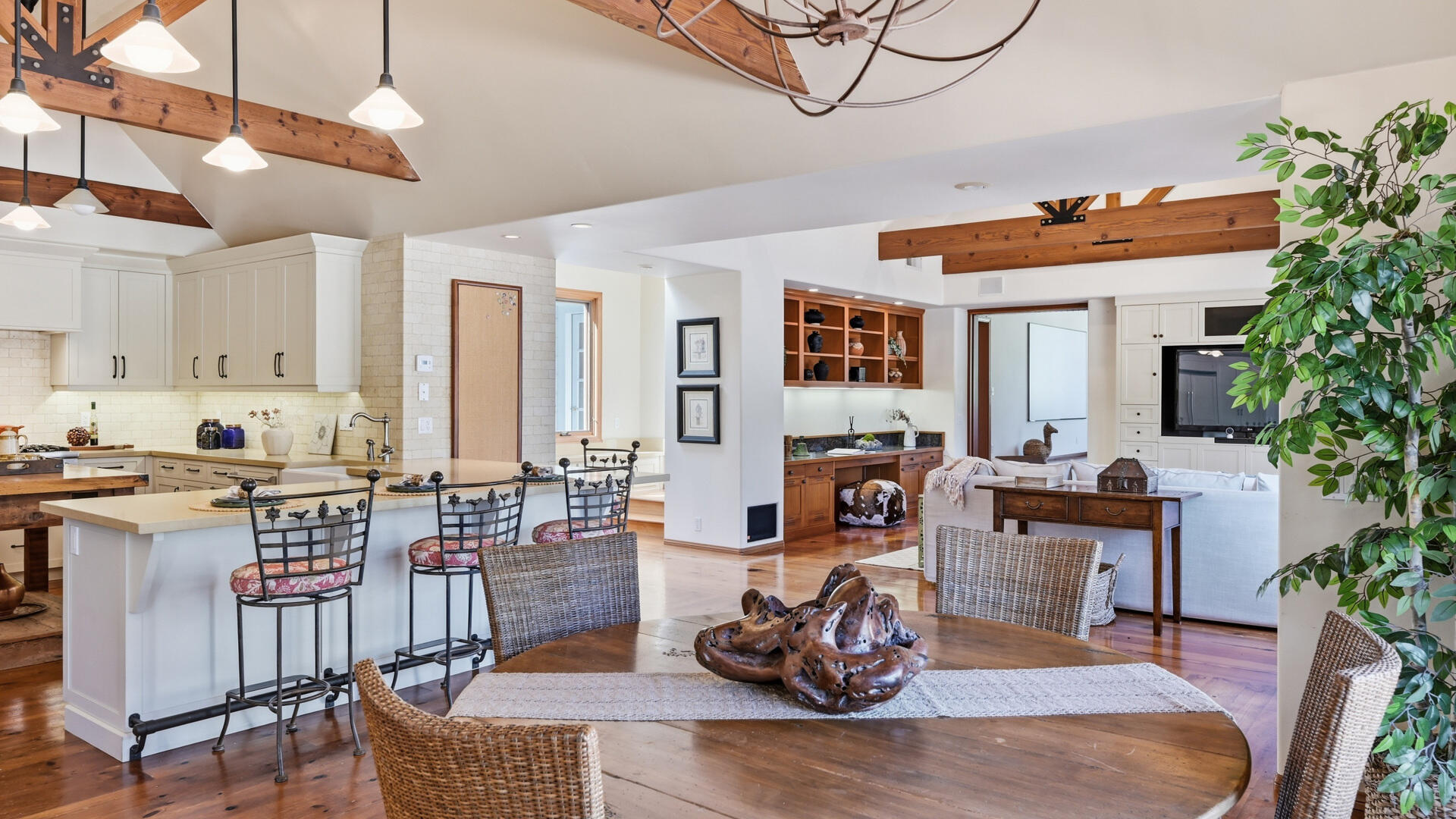 1642 Alamo Pintado Road Solvang, CA 93463 - Photo 22 of 85 a living room with furniture a piano and a potted plant