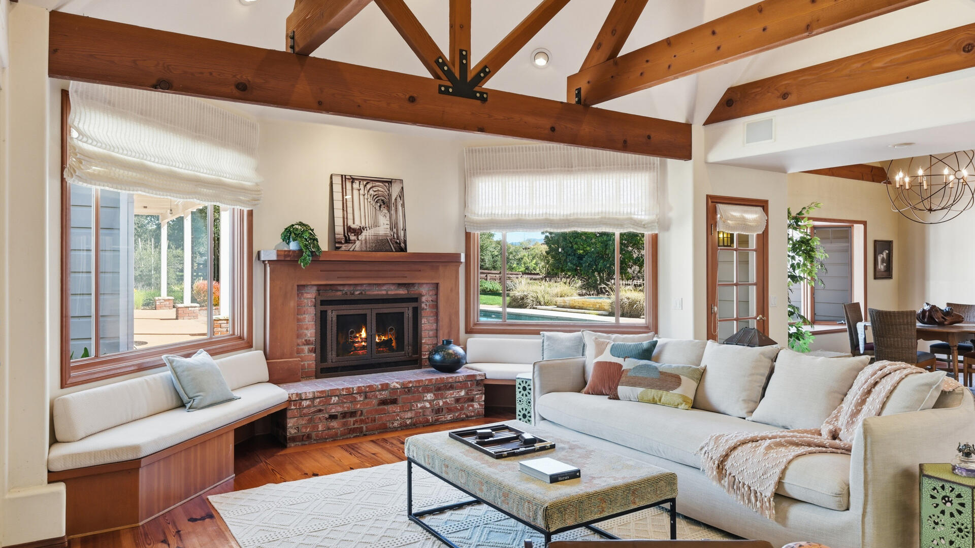 1642 Alamo Pintado Road Solvang, CA 93463 - Photo 39 of 85 a living room with furniture and a fireplace