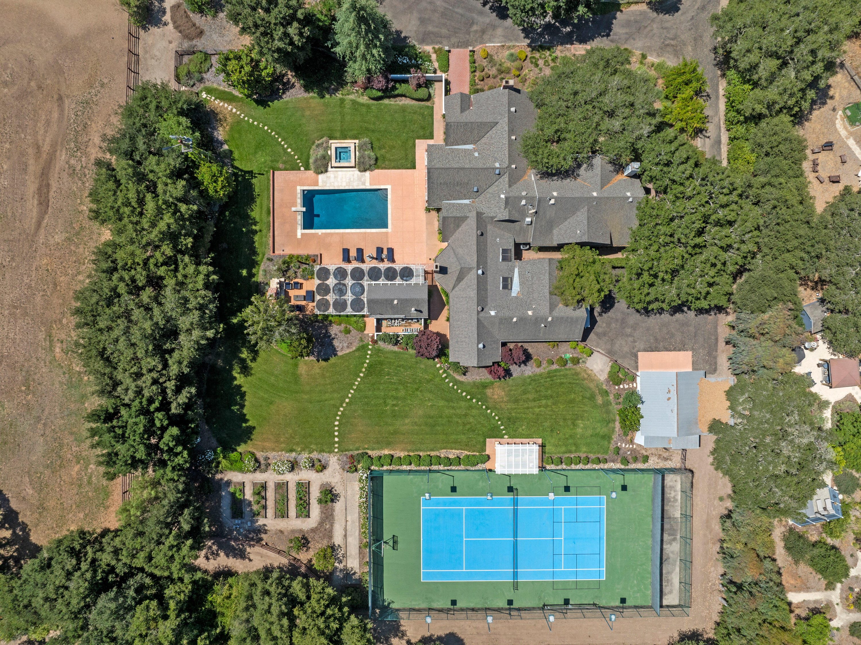 1642 Alamo Pintado Road Solvang, CA 93463 - Photo 83 of 85 an aerial view of a house with a yard