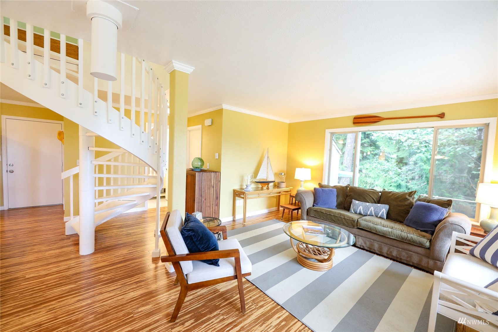 208 Reed Bay Road Decatur Island, WA 98221 - Photo 8 of 33 a living room with furniture and floor to ceiling windows