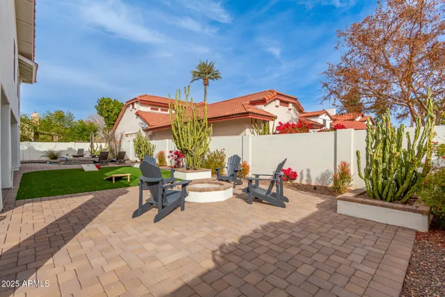 a view of a balcony with wooden floor