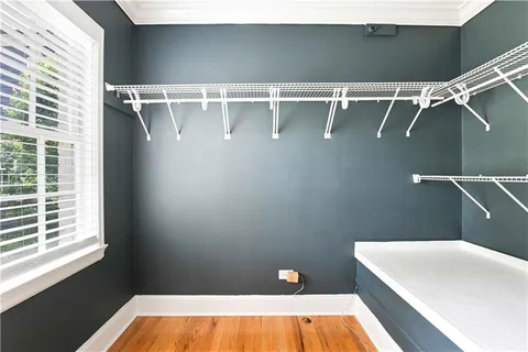 a view of a bathroom with a bathtub