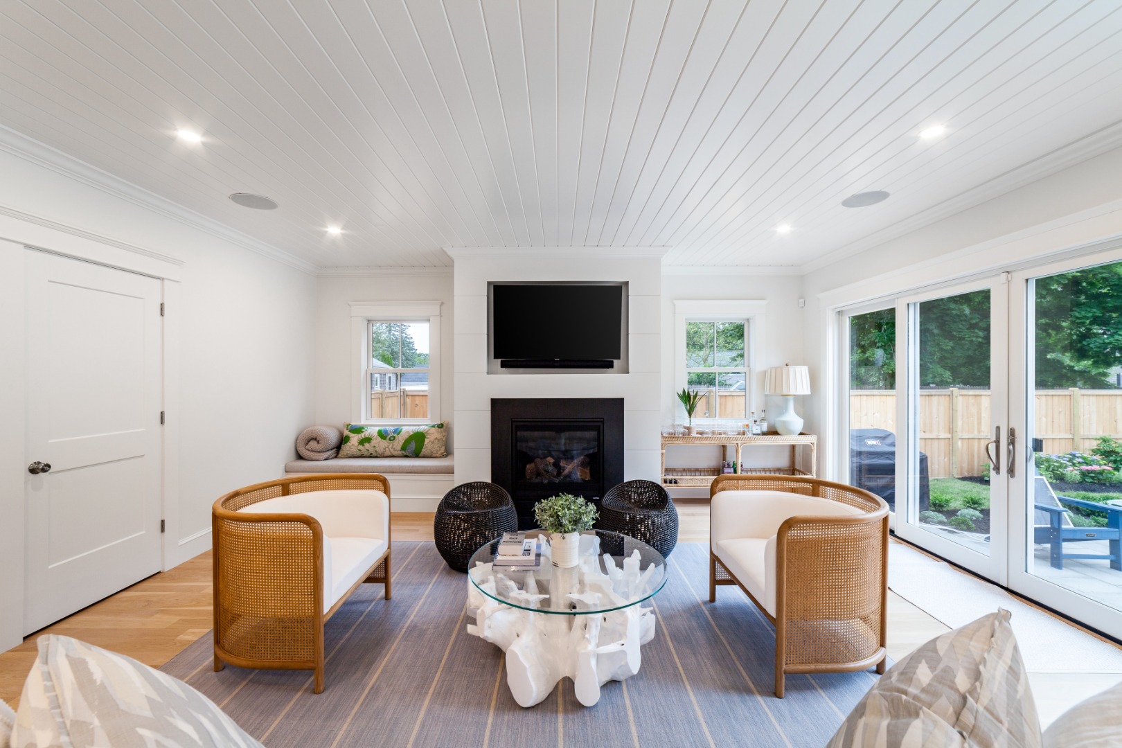 38 Pinehurst Road Edgartown, MA 02539 - Photo 18 of 38 a living room with fireplace furniture and a large window