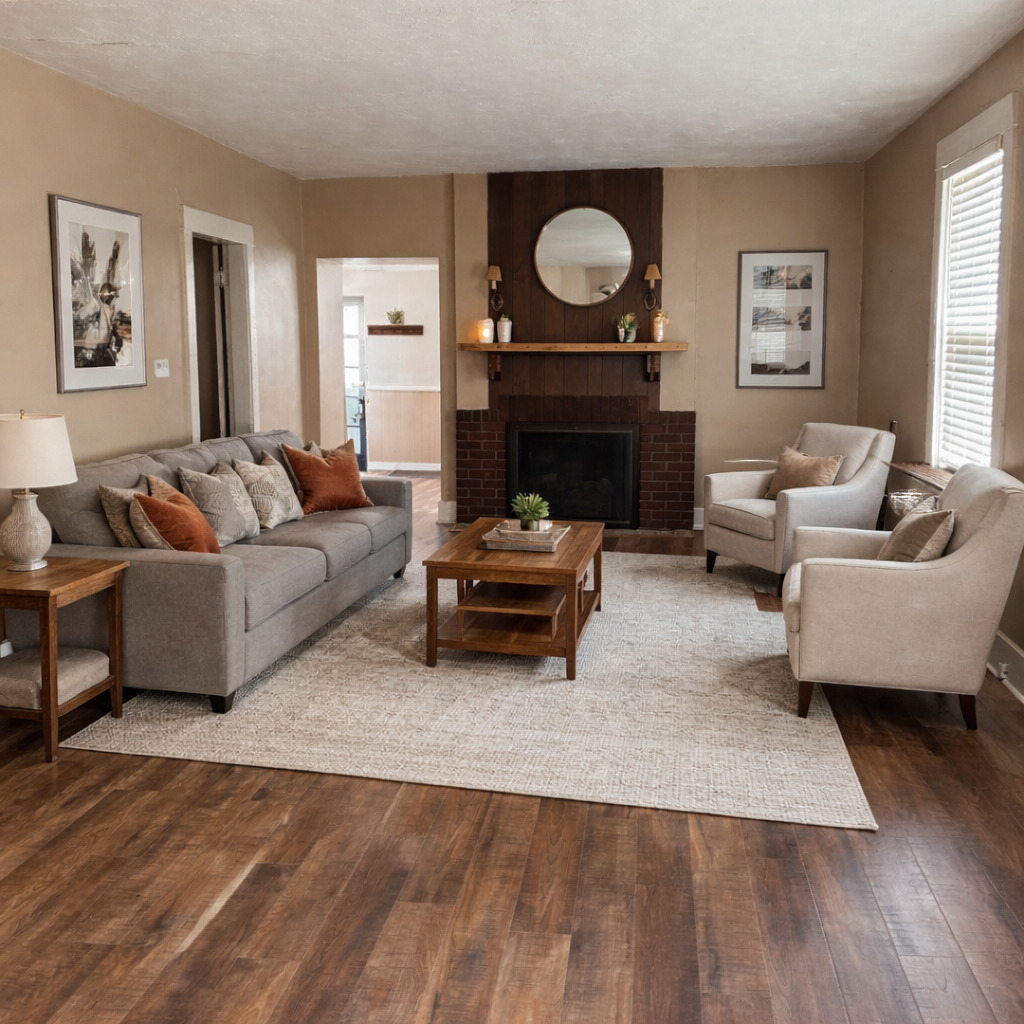 408 Marcy Street Ottawa, IL 61350 - Photo 12 of 25 a living room with furniture and a fireplace