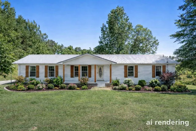 a front view of a house with garden