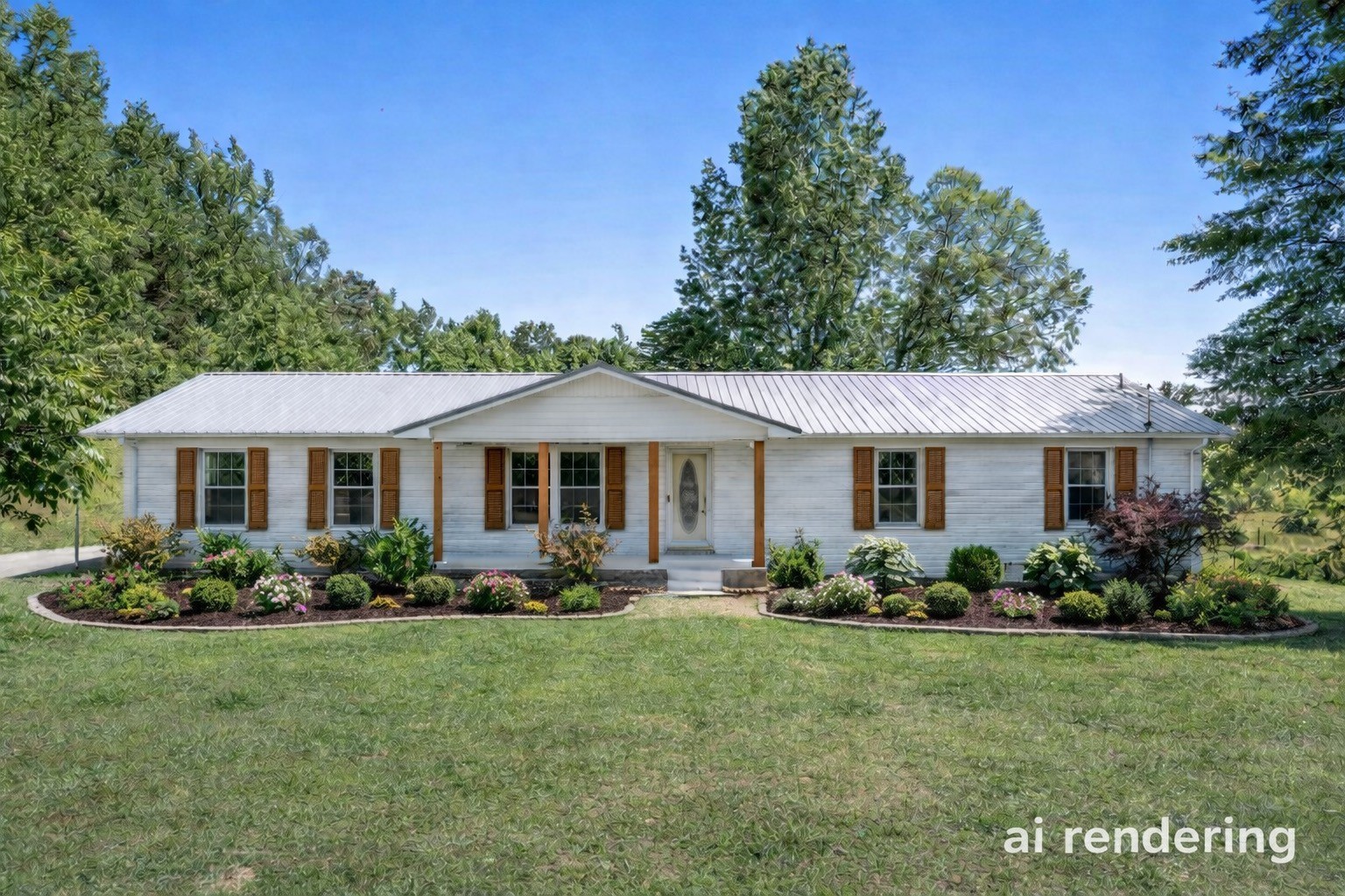 a front view of a house with garden