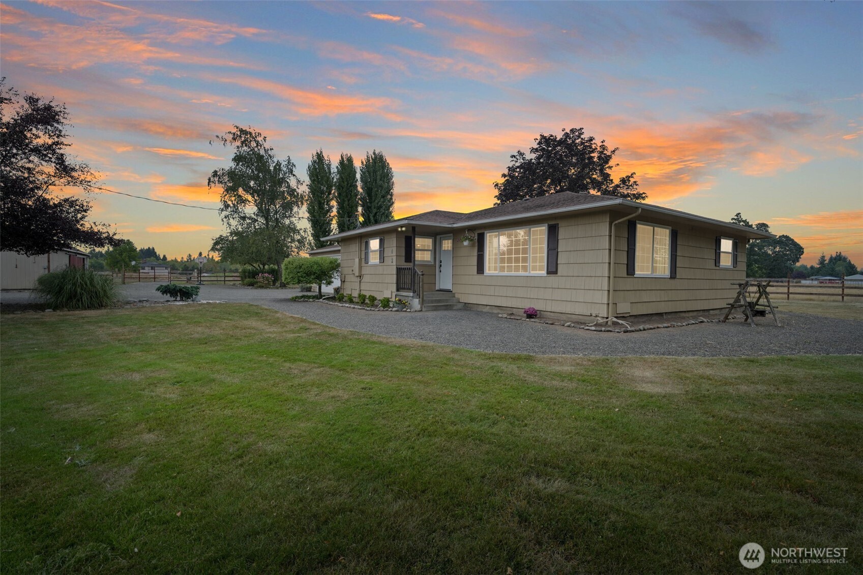 a house view with a garden space