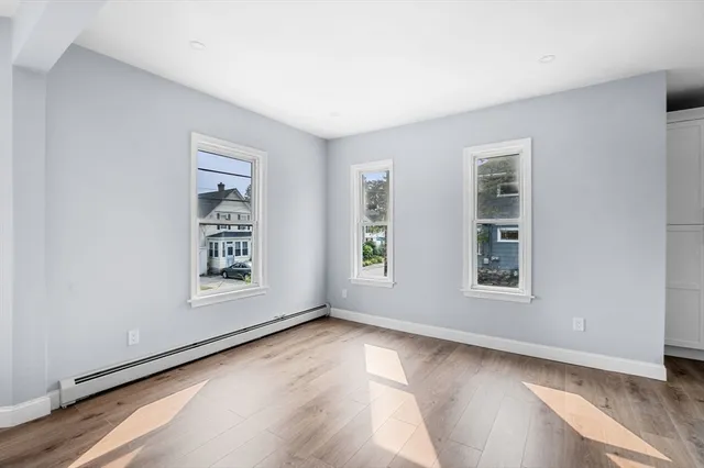 an empty room with windows