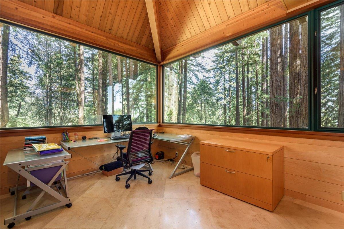9 Summit Road Woodside, CA 94062 - Photo 20 of 38 a view of workspace with large windows