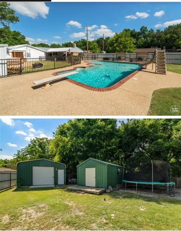 101 Twin Creek Road Comanche, TX 76442 - Photo 7 of 28 a view of a swimming pool with a garden and trees